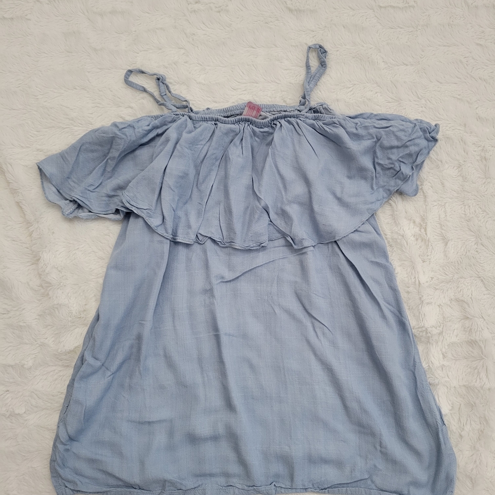 No Boundaries Light Blue Ruffle Off-Shoulder Blouse